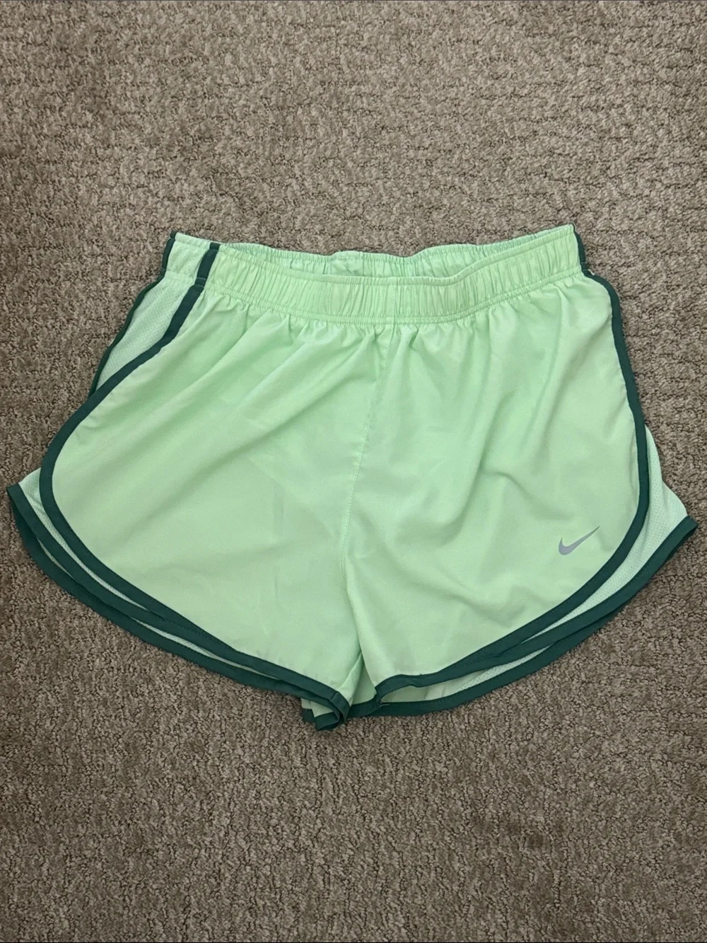 Nike Green Women's Athletic Shorts with Dark Green Trim